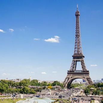 Eiffel Tower in Paris on a clear summer day