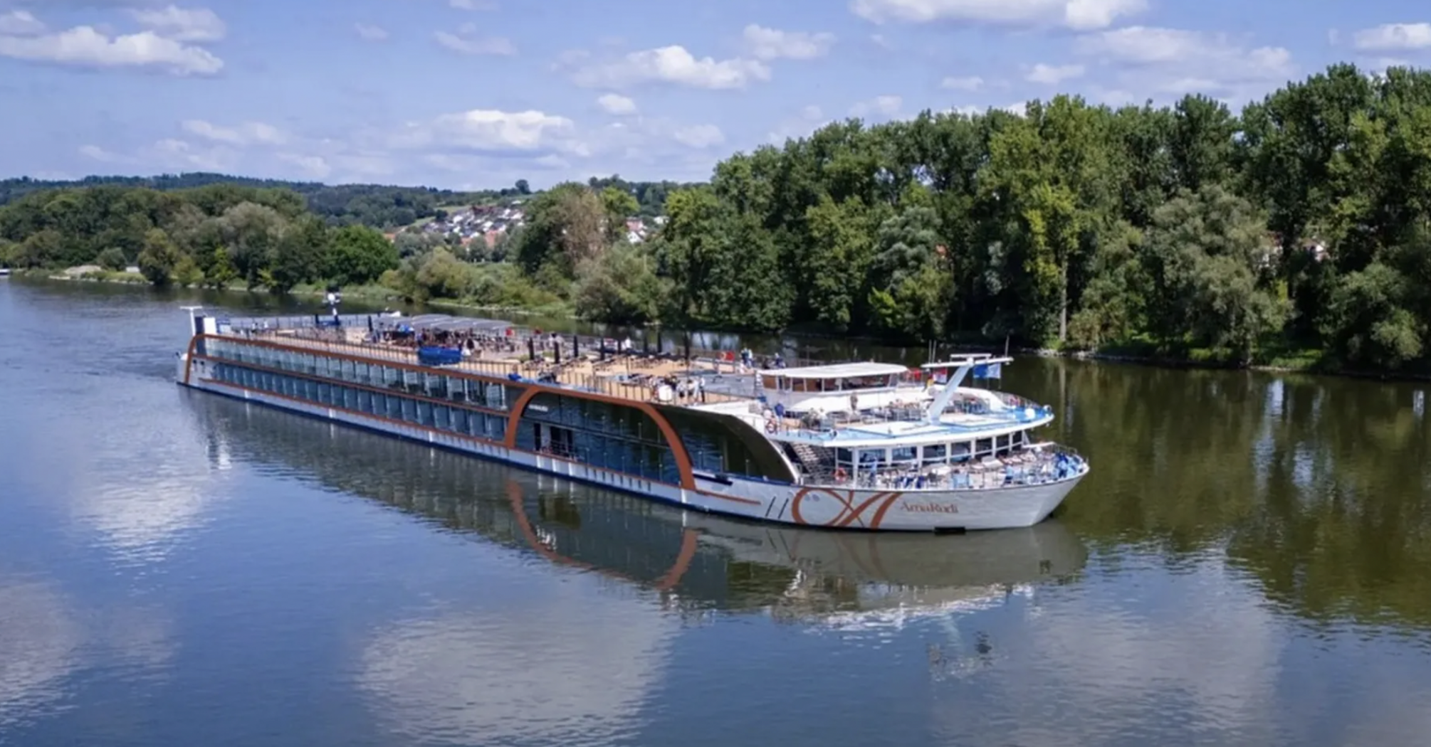 AmaRudi river cruise ship sailing on a European rive
