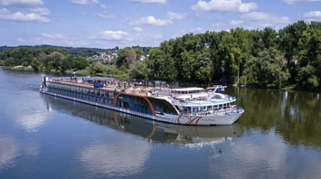 AmaRudi river cruise ship sailing on a European rive