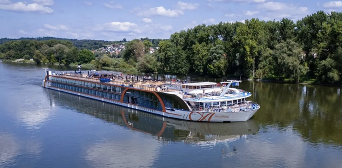 AmaRudi river cruise ship sailing on a European rive