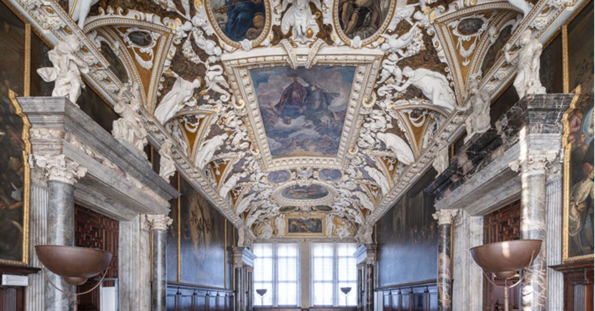 Restored Sala delle Quattro Porte inside the Doge’s Palace in Venice