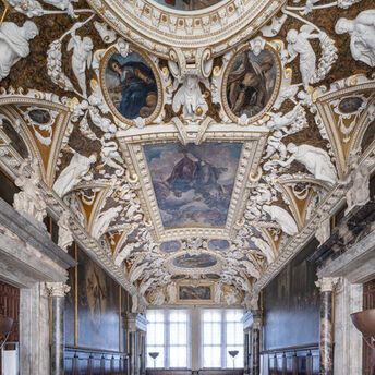 Restored Sala delle Quattro Porte inside the Doge’s Palace in Venice