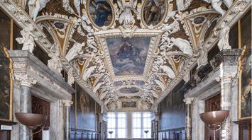 Restored Sala delle Quattro Porte inside the Doge’s Palace in Venice
