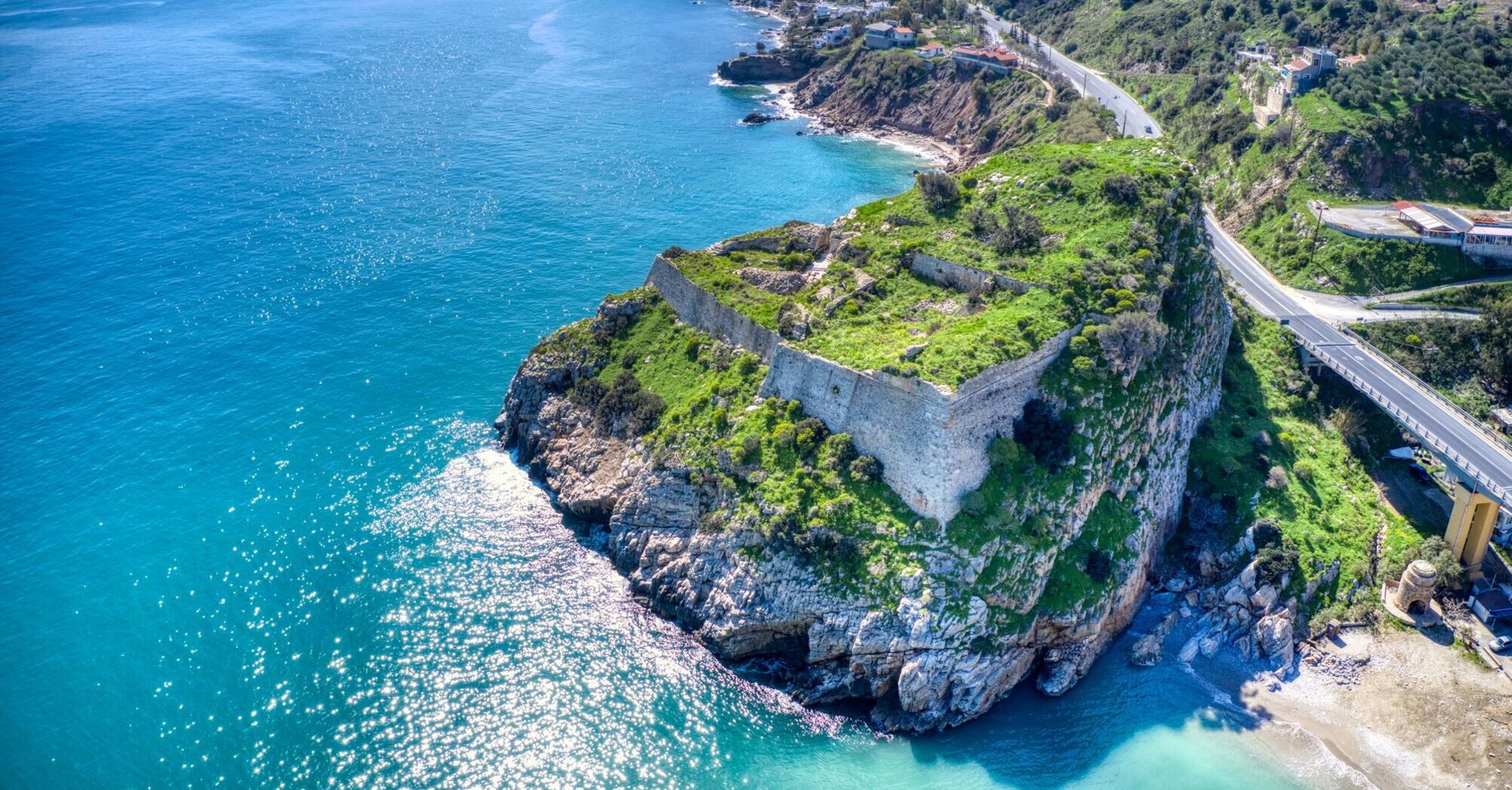 Crete coastline with turquoise sea and cliffs