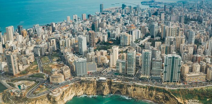 Aerial view of Beirut’s coastline and city