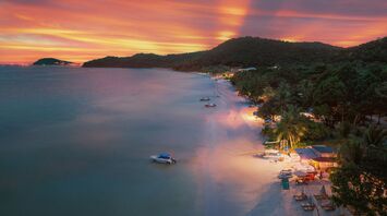Sunset over a beach on Phu Quoc island in Vietnam