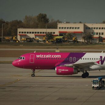 Wizz Air aircraft on the airport tarmac