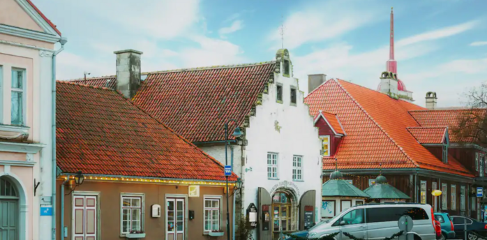 Colourful buildings in Kuressaare town centre