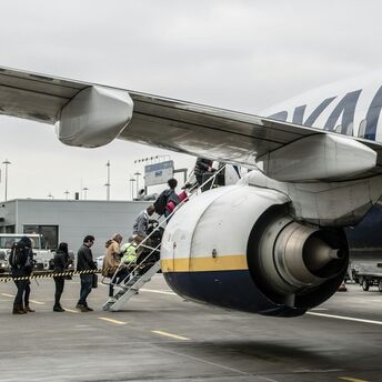 Ryanair aircraft parked before departure
