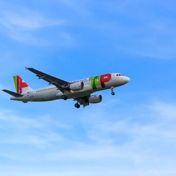 TAP Air Portugal aircraft approaching for landing