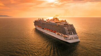 Princess Cruises ship sailing at sunset
