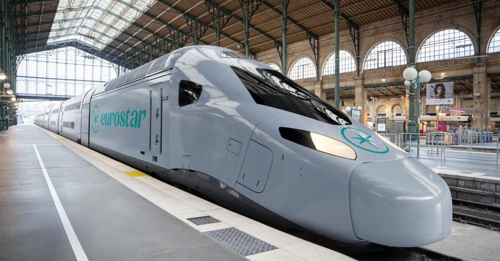Eurostar Celestia train at a station platform