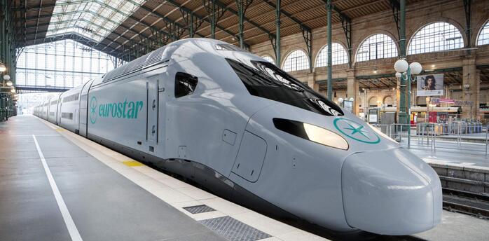Eurostar Celestia train at a station platform