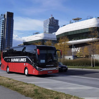 Slovak Lines coach outside Nivy bus station