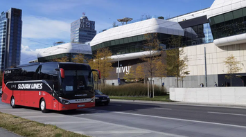 Slovak Lines coach outside Nivy bus station