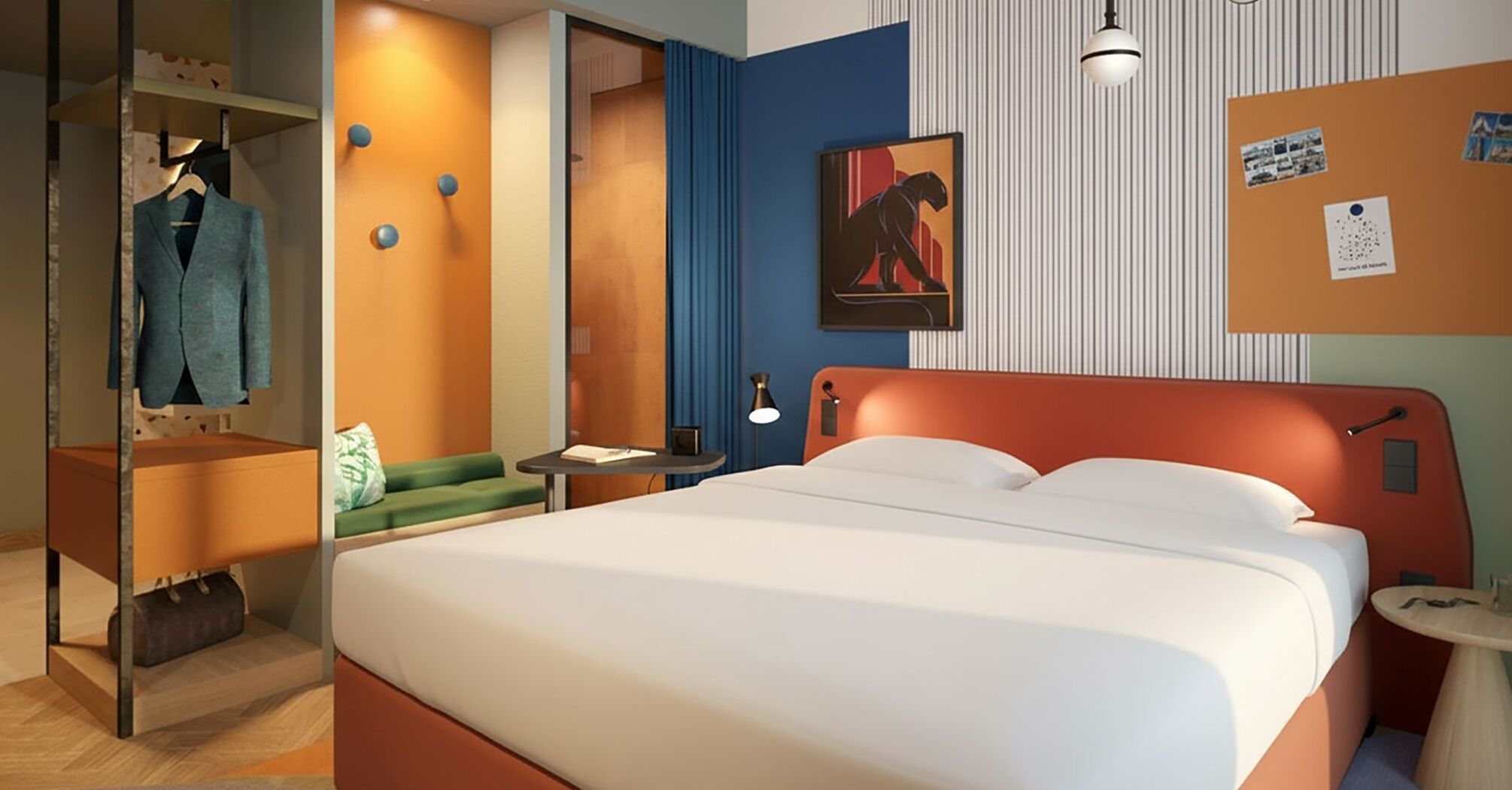 Bauhaus-inspired room at the Leipzig hotel