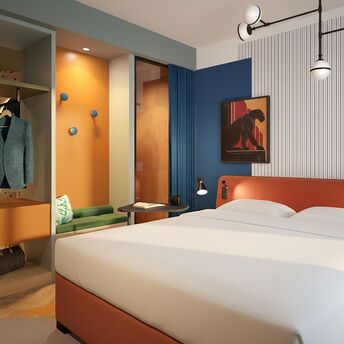 Bauhaus-inspired room at the Leipzig hotel