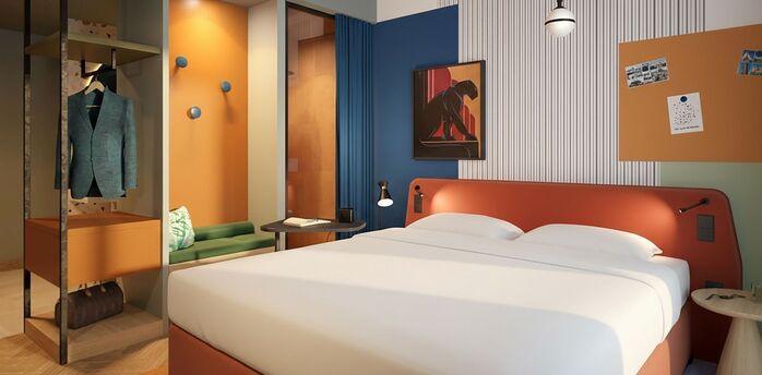 Bauhaus-inspired room at the Leipzig hotel