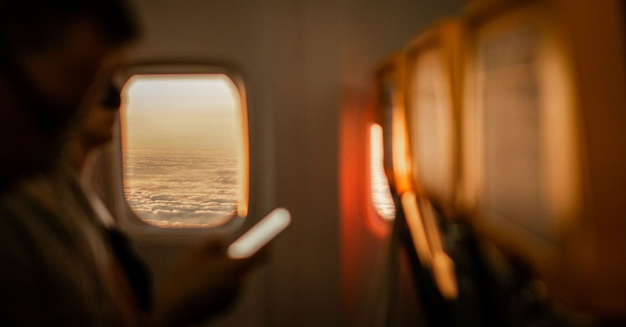 Clouds viewed through an aircraft window