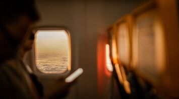Clouds viewed through an aircraft window