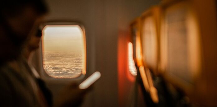 Clouds viewed through an aircraft window