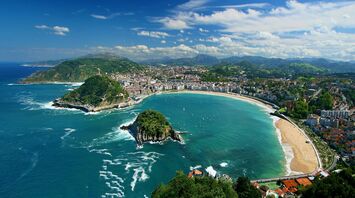 Aerial view of La Concha Bay in San Sebastián