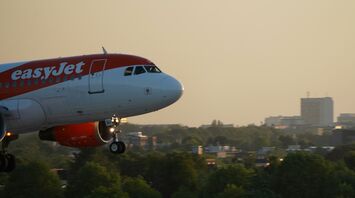 easyJet aircraft approaching an airport runway
