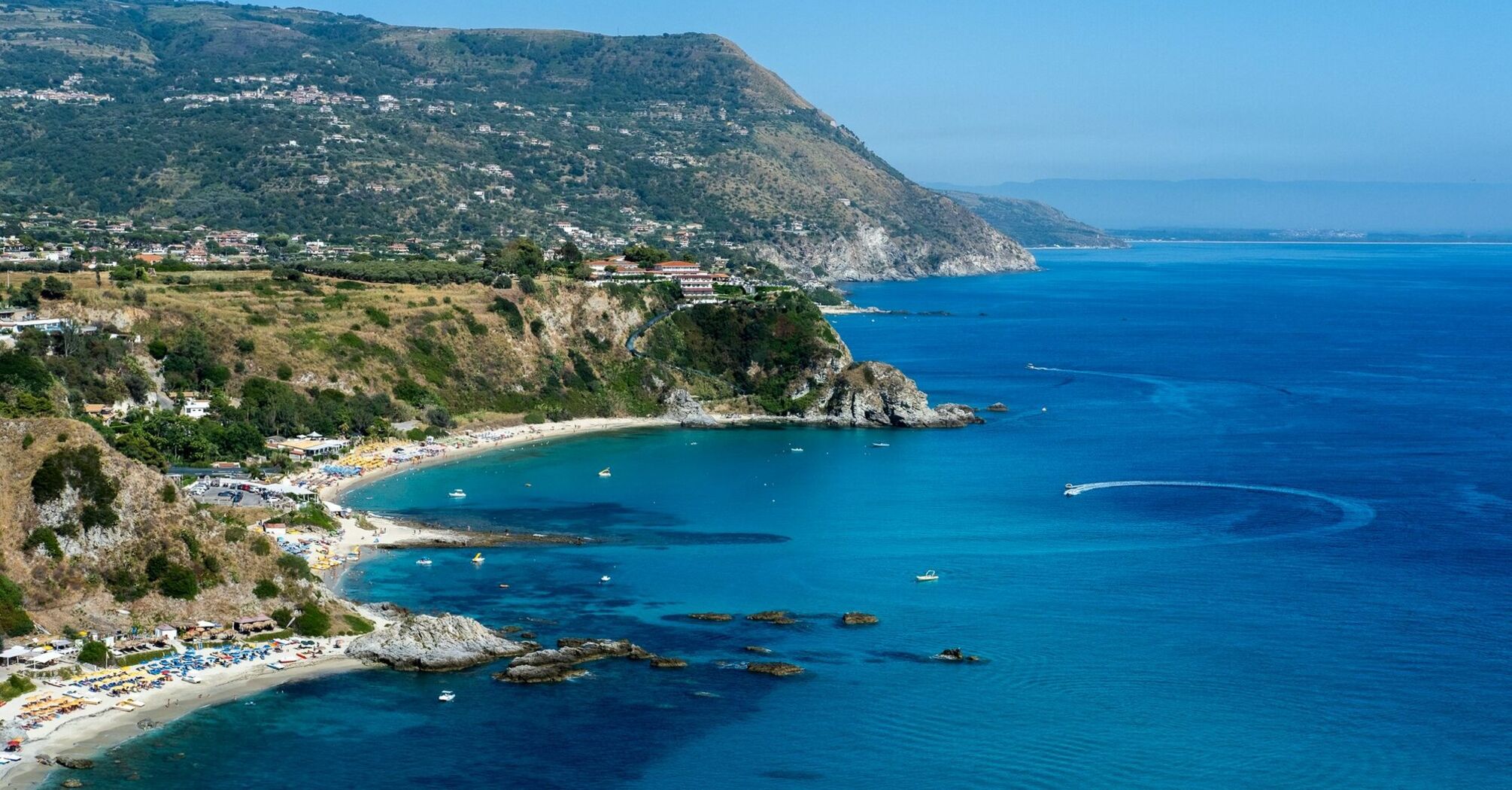 Calabria’s Tyrrhenian coastline with beaches and rocky headlands