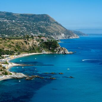 Calabria’s Tyrrhenian coastline with beaches and rocky headlands
