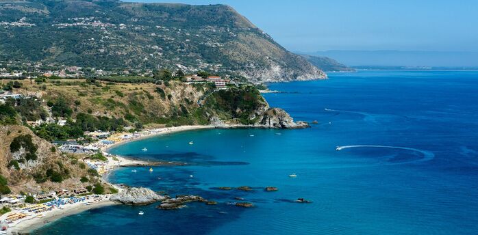 Calabria’s Tyrrhenian coastline with beaches and rocky headlands