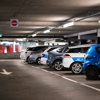 Cars parked inside a multistorey car park