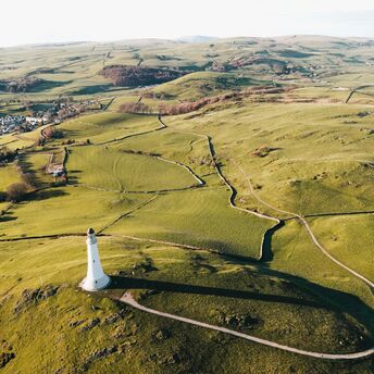 Hoad Monument above green hills near Ulverston