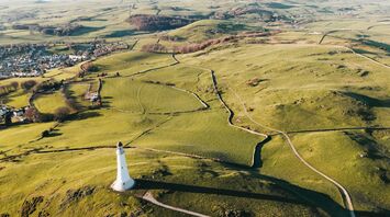 Hoad Monument above green hills near Ulverston