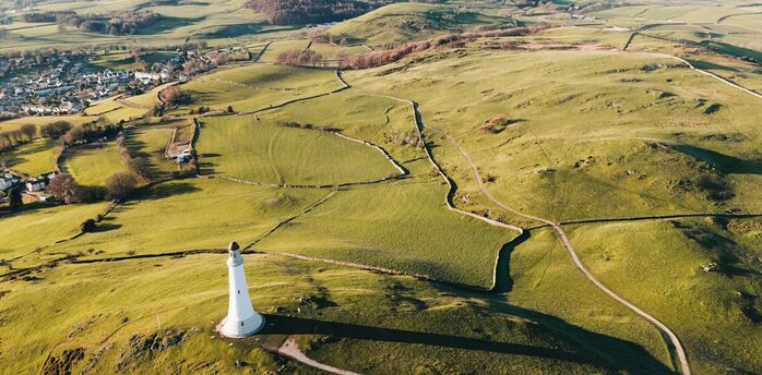 Hoad Monument above green hills near Ulverston