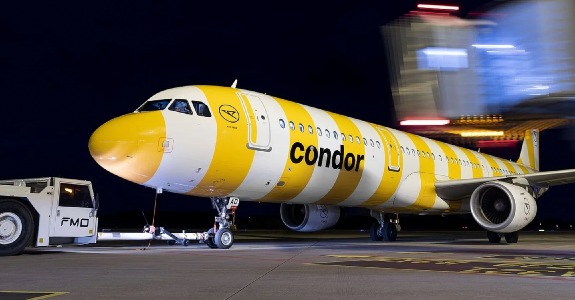 Condor Airbus A320 at Münster/Osnabrück Airport at night