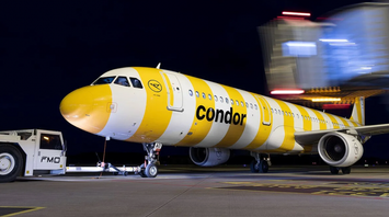 Condor Airbus A320 at Münster/Osnabrück Airport at night