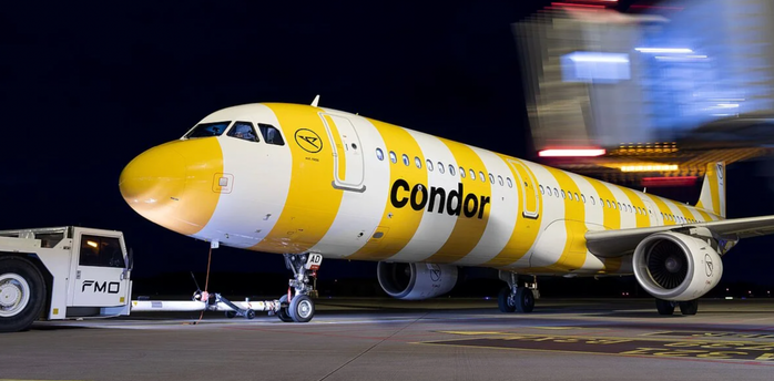 Condor Airbus A320 at Münster/Osnabrück Airport at night