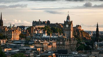 Edinburgh skyline with the castle at sunset