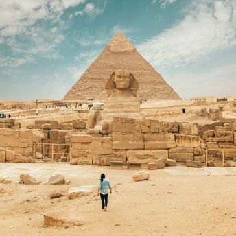 Great Sphinx and pyramid at Giza, Egypt