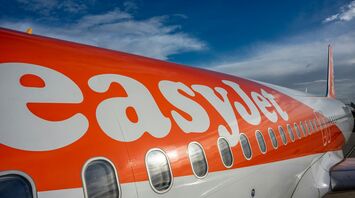 Close-up of an easyJet aircraft fuselage