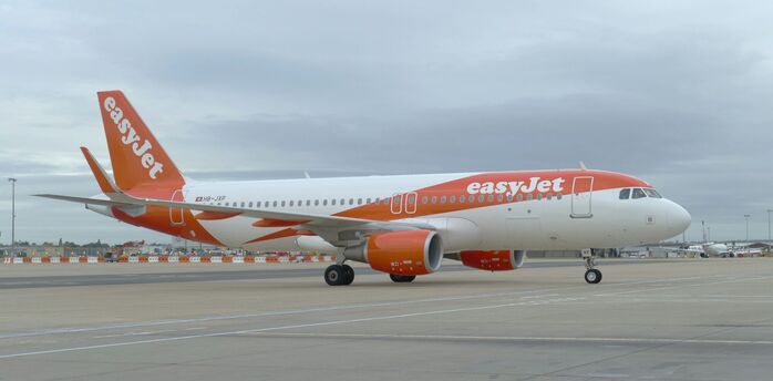 easyJet aircraft taxiing at an airport
