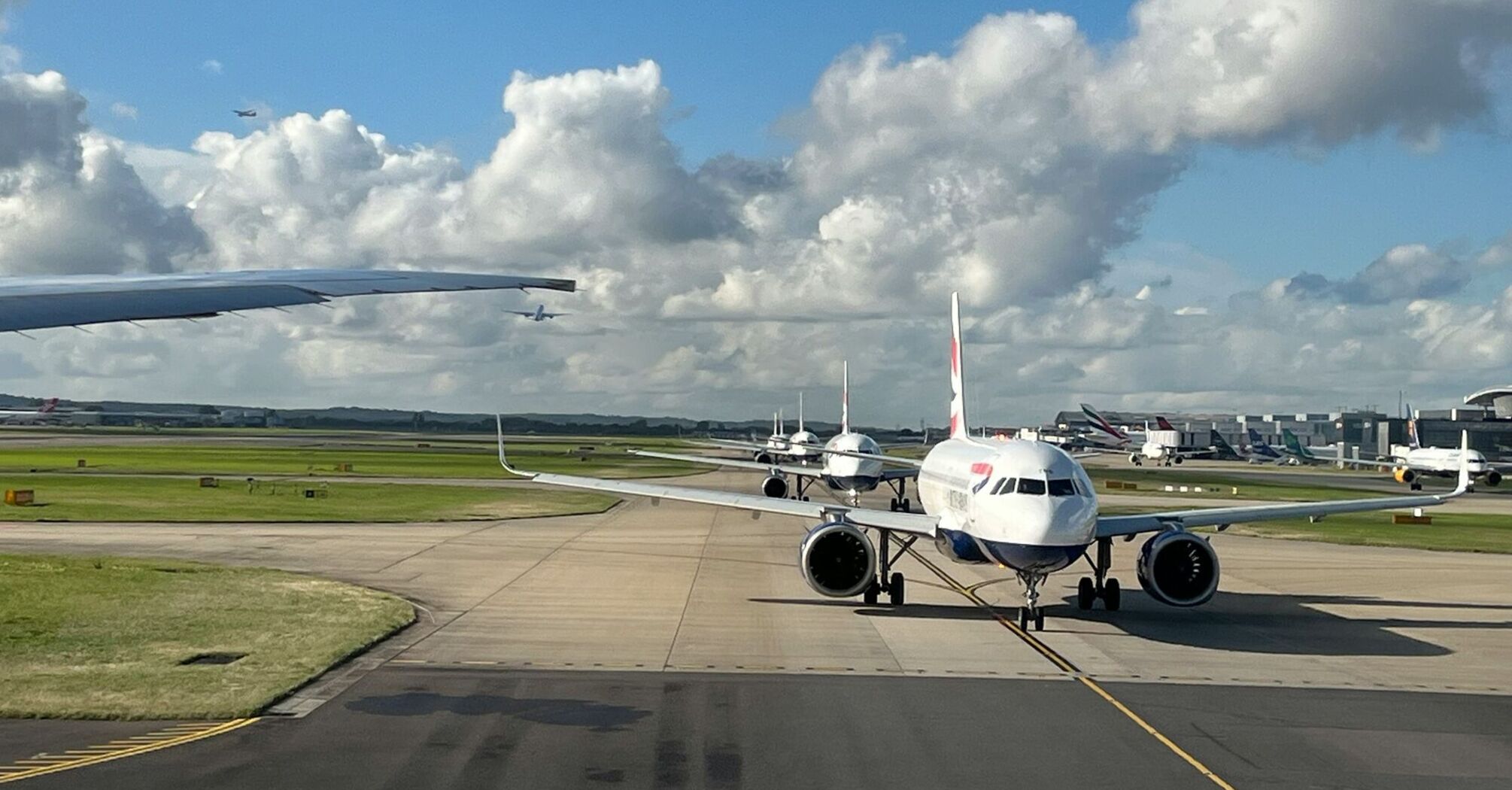 British Airways aircraft taxiing at Heathrow Airport