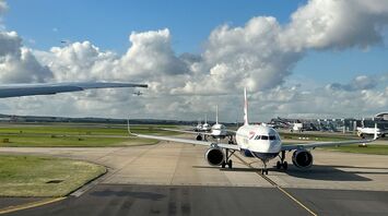 British Airways aircraft taxiing at Heathrow Airport