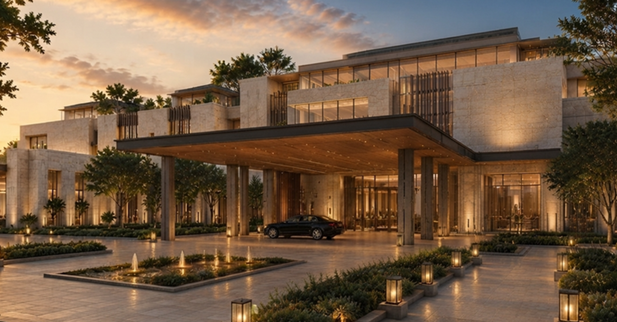 Exterior rendering of a planned Marriott hotel in Egypt