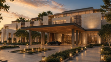 Exterior rendering of a planned Marriott hotel in Egypt