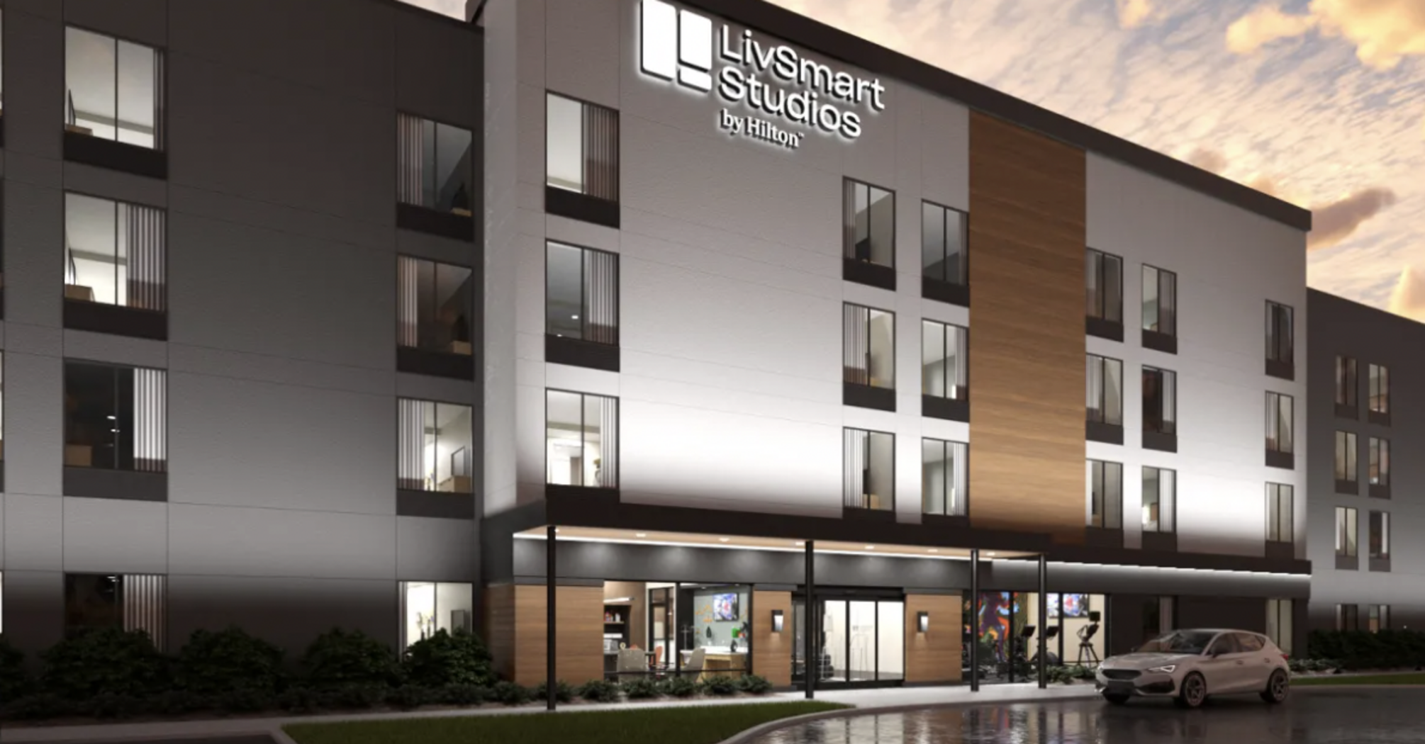 Exterior of LivSmart Studios by Hilton Pensacola