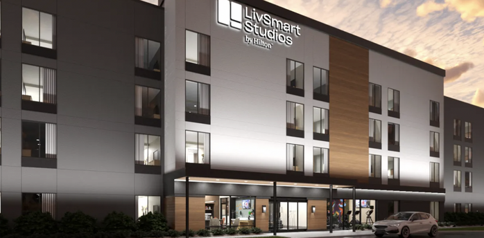 Exterior of LivSmart Studios by Hilton Pensacola