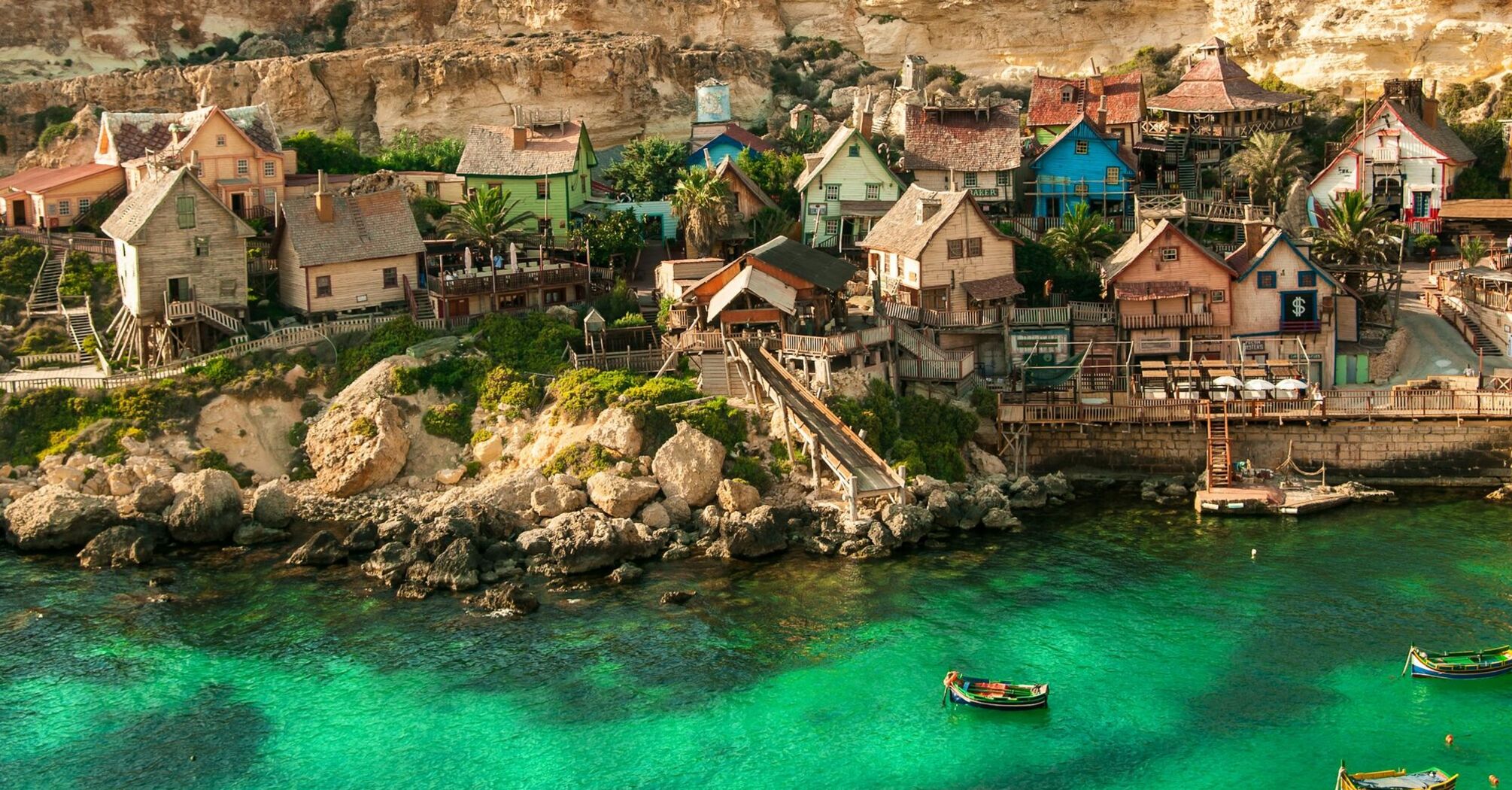 Popeye Village beside Malta’s rocky coastline
