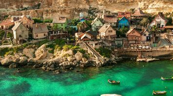 Popeye Village beside Malta’s rocky coastline