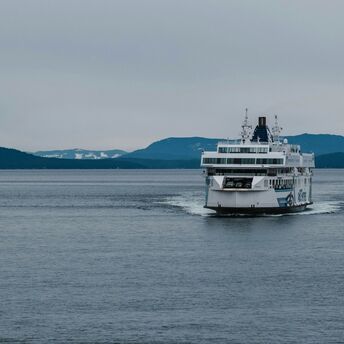 Passenger ferry sailing across open water
